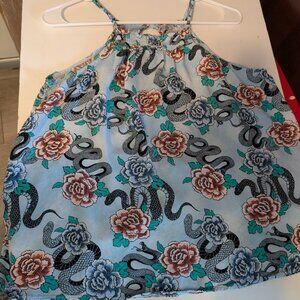 No Boundaries XXL (19) Juniors Top - Tattoo Snake Rose